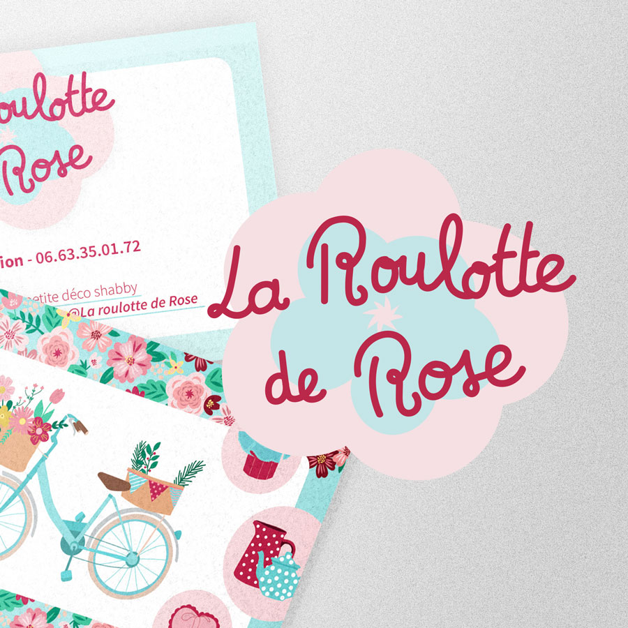 Cartes de visite pour La Roulotte de Rose - Vue globale