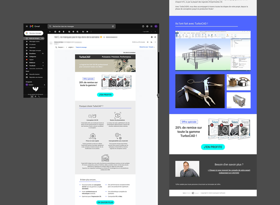 Vue de la newsletter TurboCad en version desktop
