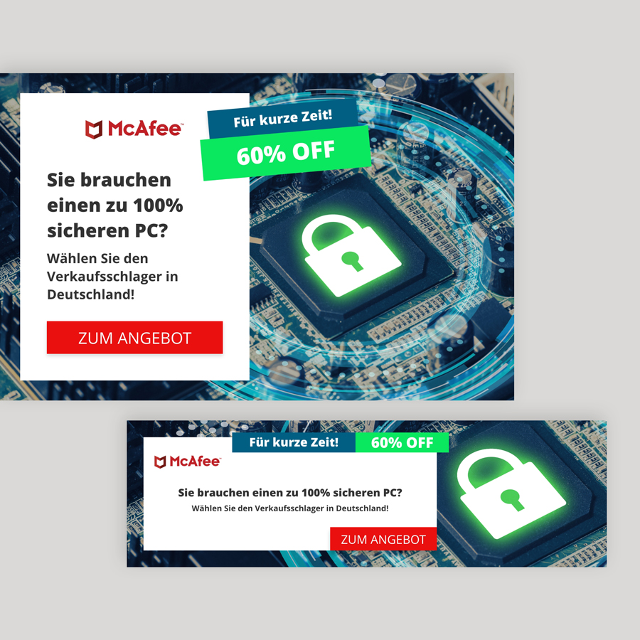 Vue globale des bannières pour le logiciel McAfee