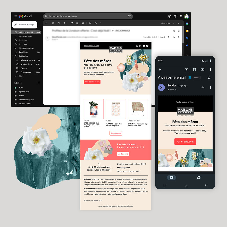 Vue globale de la newsletter pour Maisons du Monde