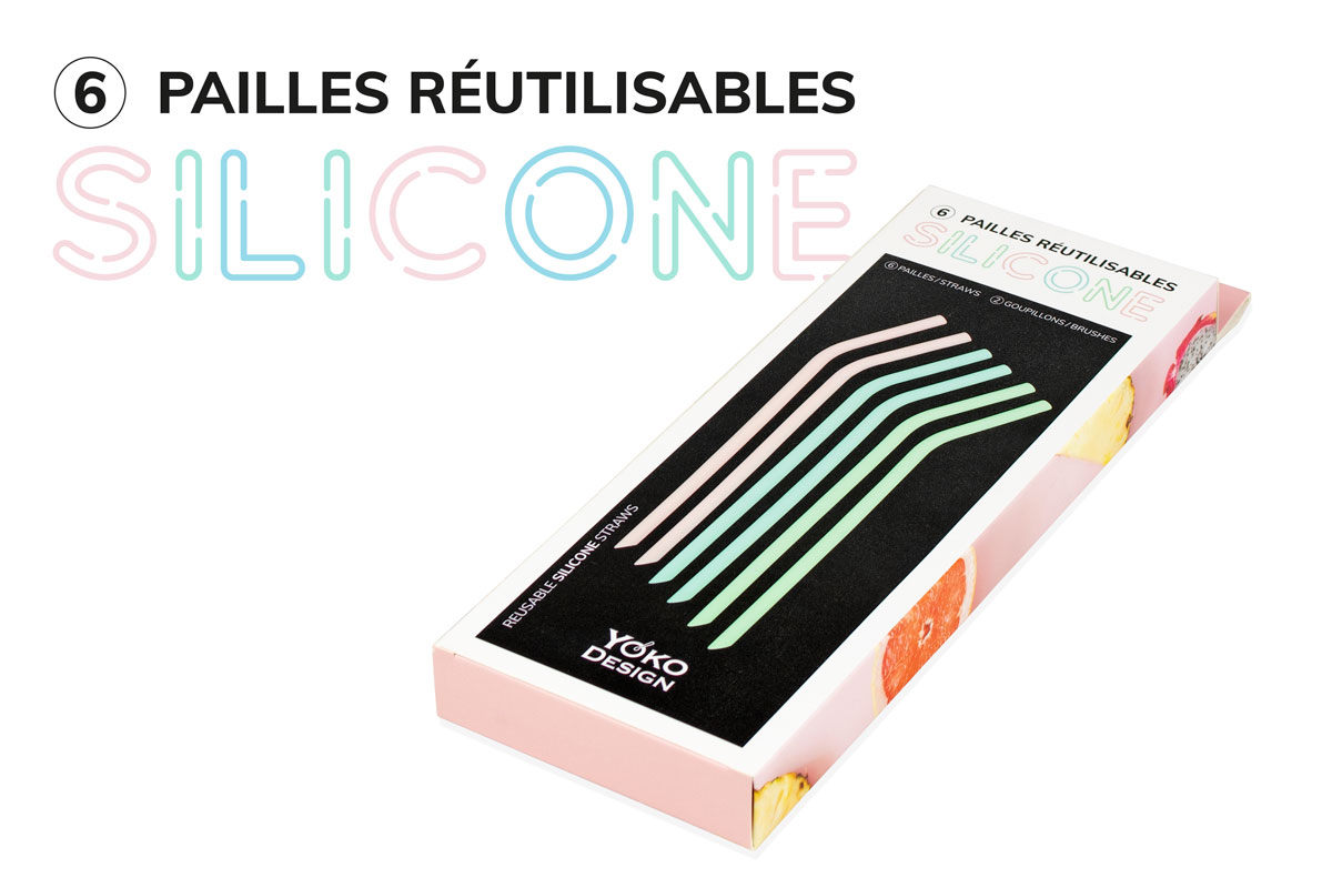 Packaging boîte des pailles en silicone