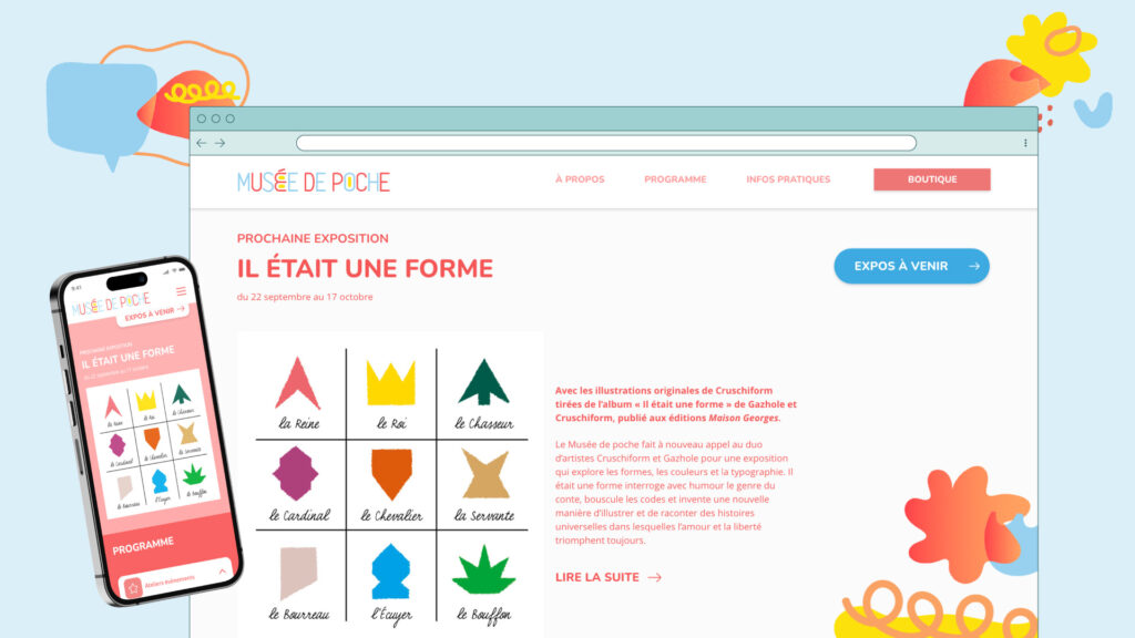 Visuel refonte du site du Musée de poche - version web desktop